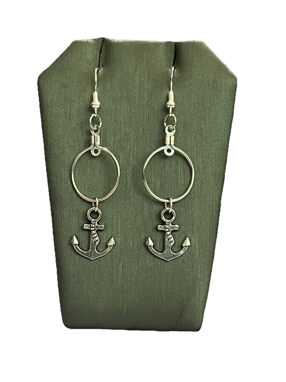 Handmade Silver Tone Nautical Anchor Dangle Earrings Sailor Sea Life Boat Charm